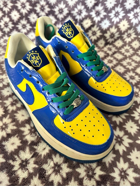 Nike Other - Nike Air Force 1 Blue & Yellow Sneakers